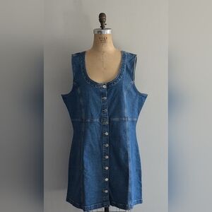 GAP Plus Size Denim Button Down Sleeveless Dress
